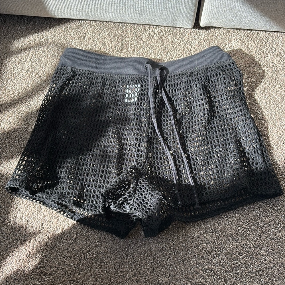 black net beach shorts
